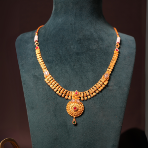 Regal Gold-Plated Necklace with Ruby and Emerald Accents