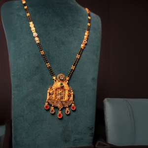 Exquisite Gold-Plated Pendant Mangalsutra with Colorful Accents